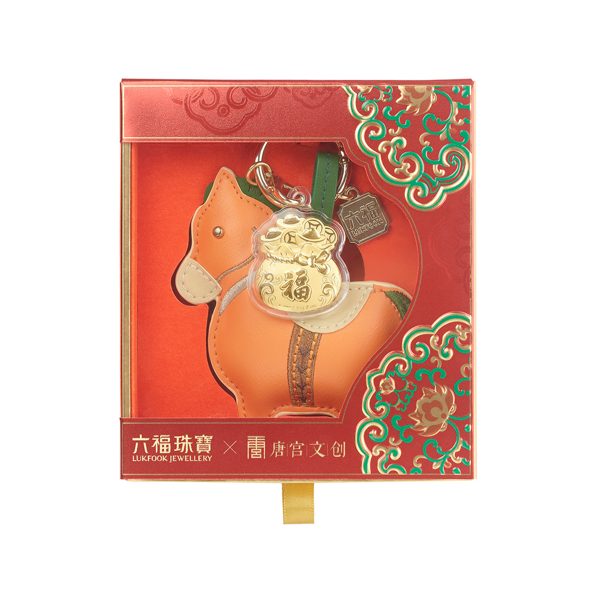 六福珠寶黃金工藝品 - “福氣墩墩馬”999.9黃金工藝品掛飾