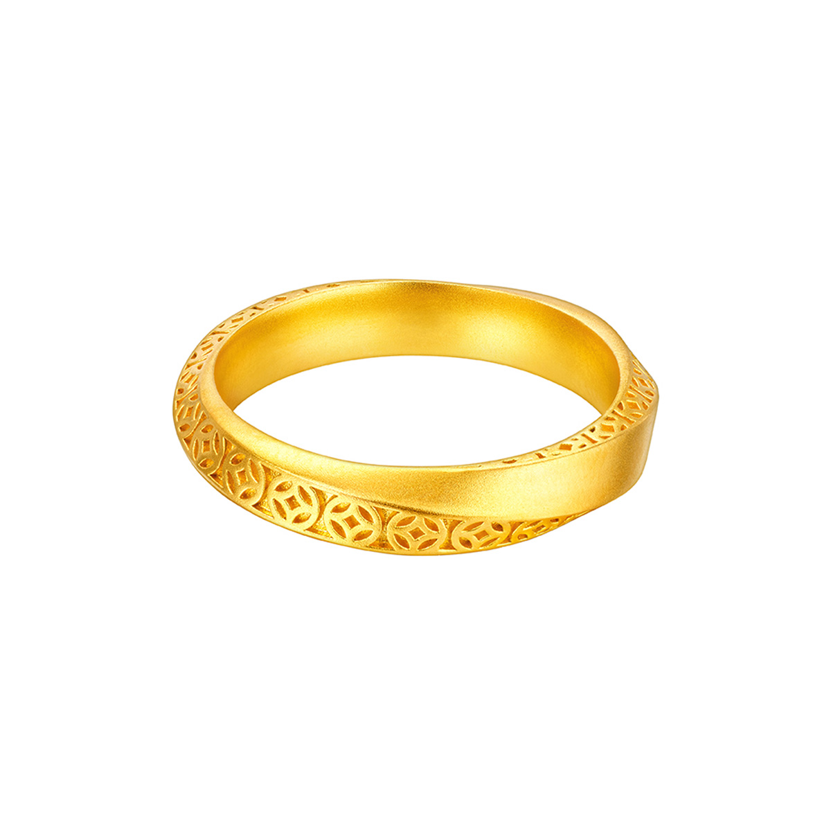 $t('六福珠寶')黃金戒指 - “浪漫軌跡”999足金戒指(男戒)