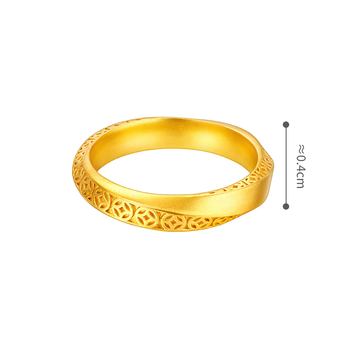 六福珠寶黃金戒指 - “浪漫軌跡”999足金戒指(男戒)