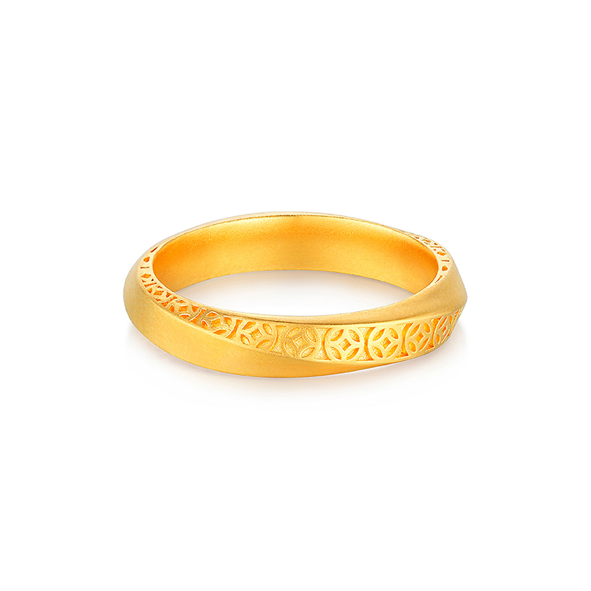 六福珠寶黃金戒指 - “浪漫軌跡”999足金戒指(男戒)