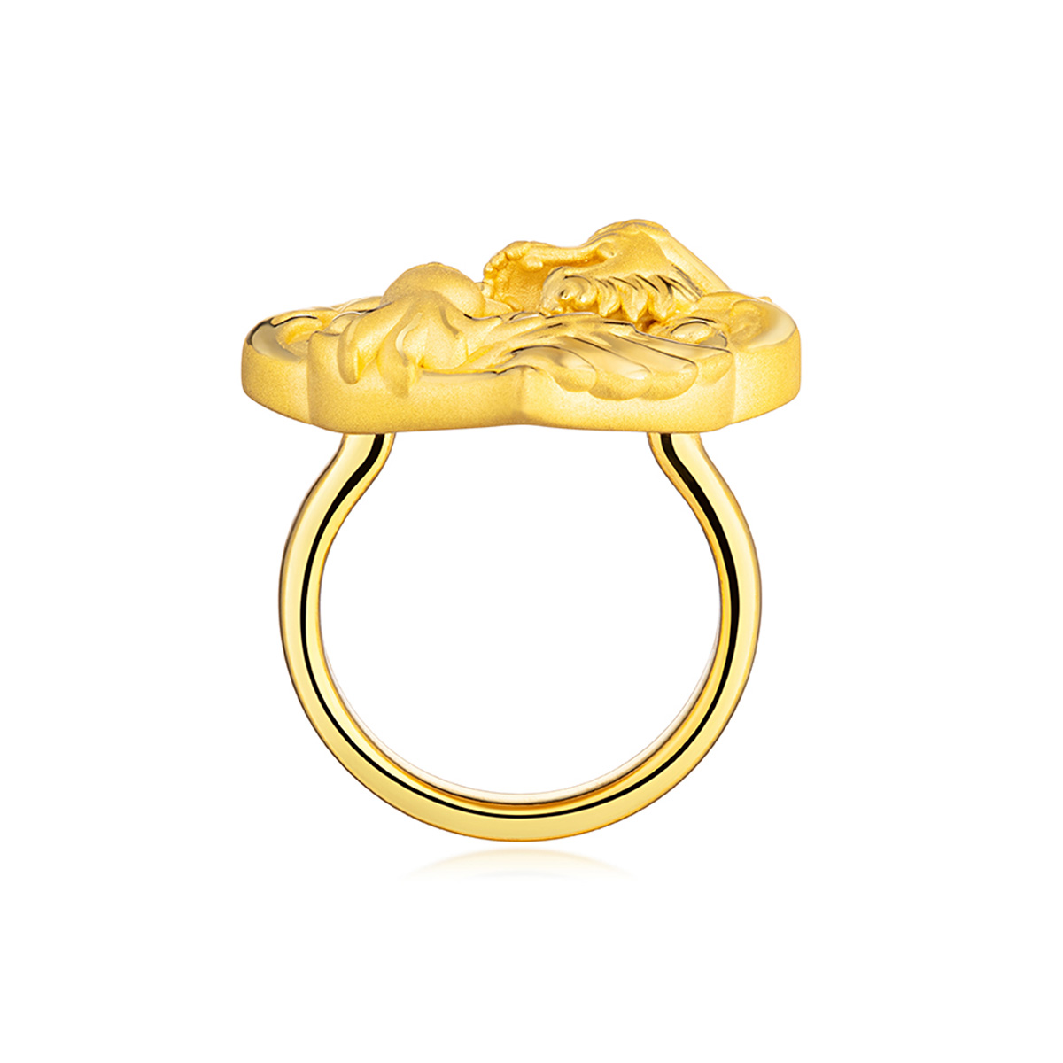 六福珠寶黃金戒指 - "龍鳳相守"999足金戒指