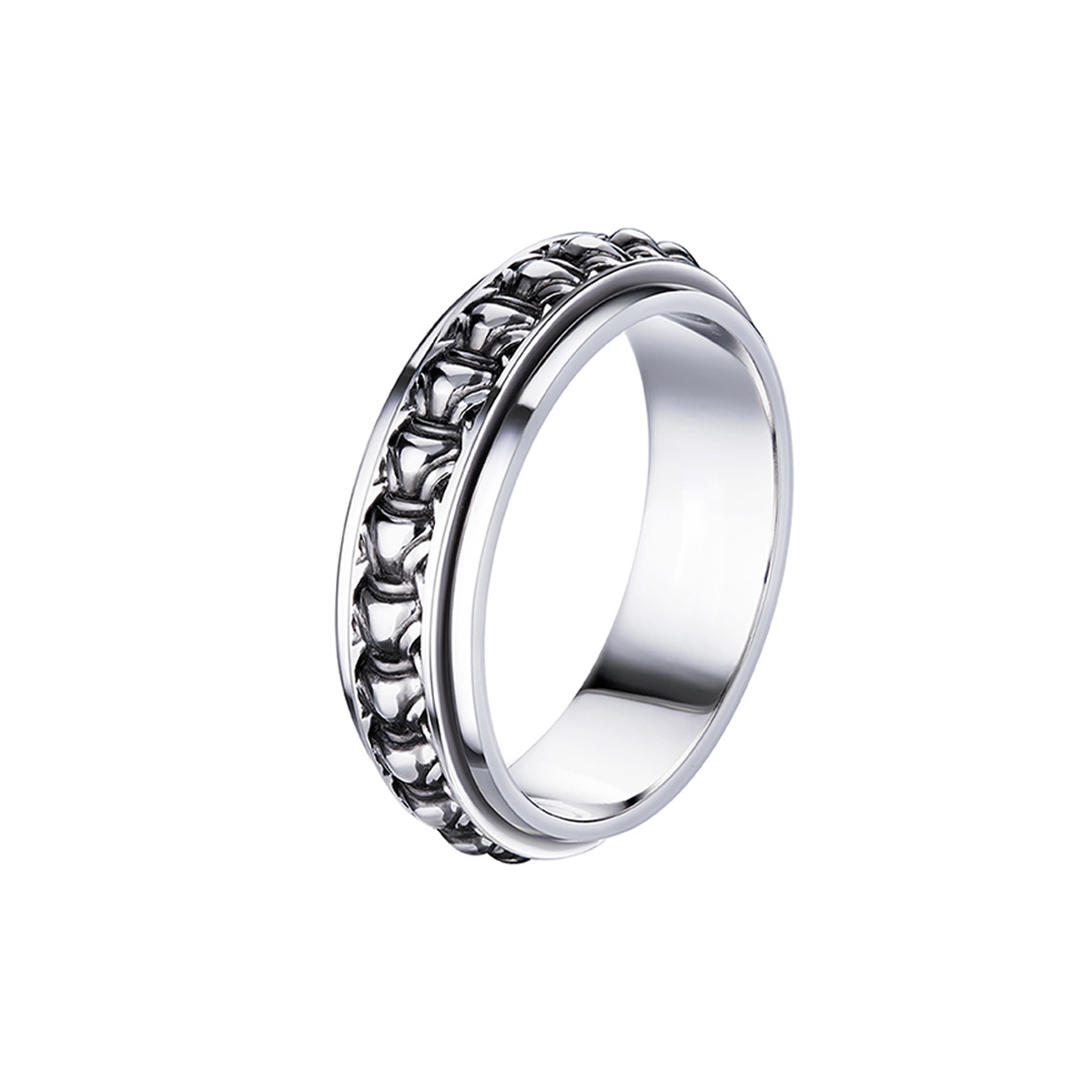 六福珠寶鉑金戒指 - "復古盔甲"950鉑金戒指(男戒)