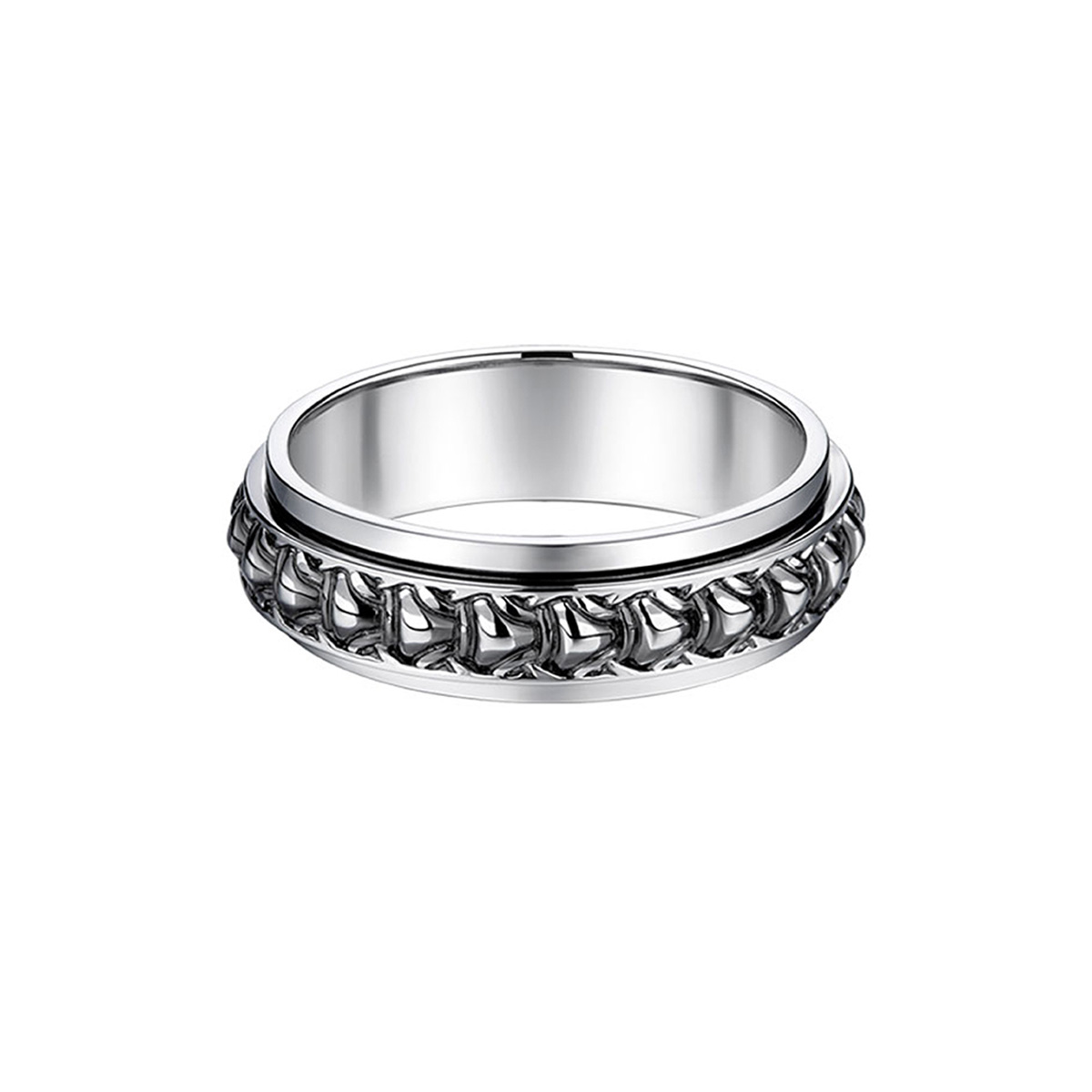 六福珠寶鉑金戒指 - "復古盔甲"950鉑金戒指(男戒)