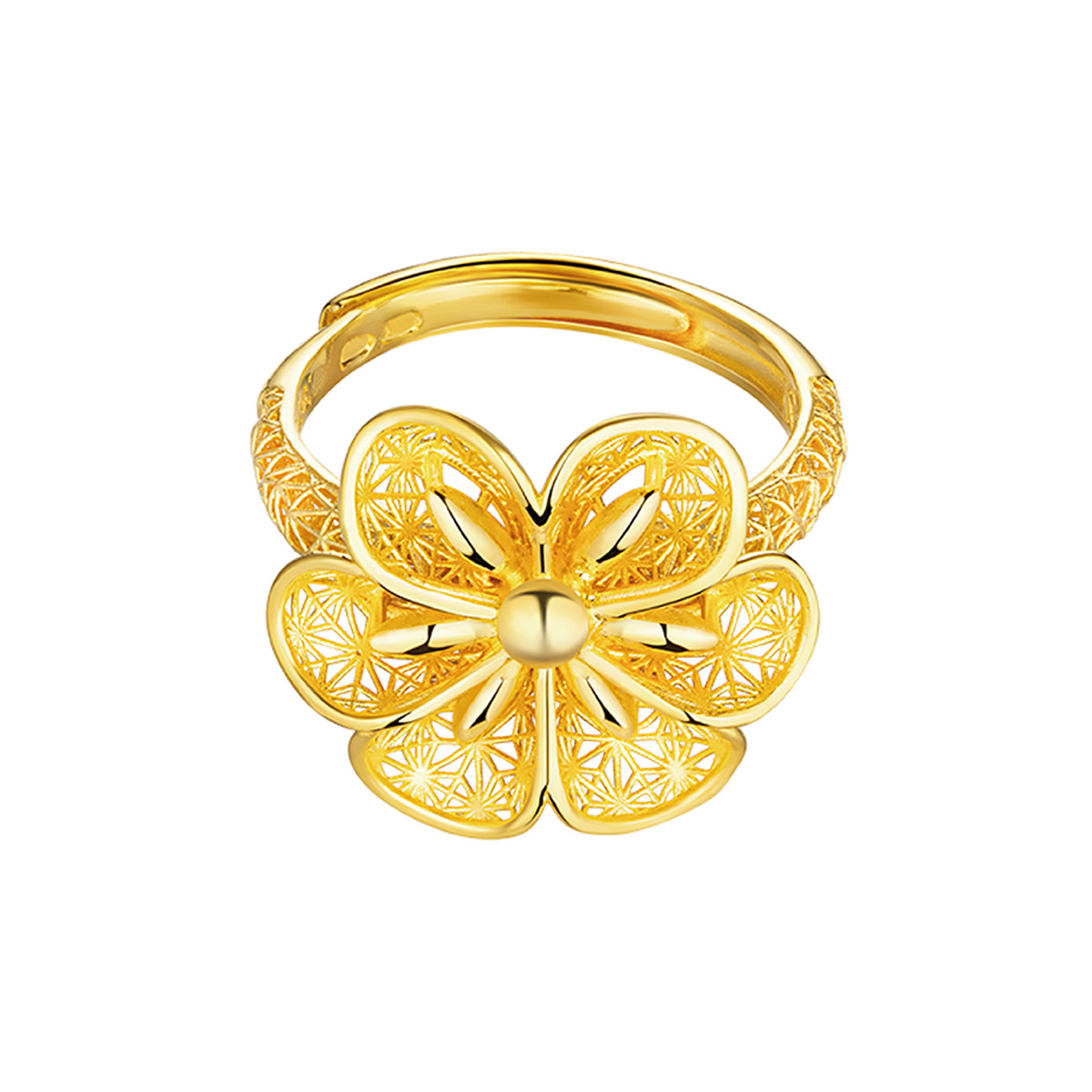 六福珠寶黃金戒指 - "櫻愛而生"999.9黃金戒指