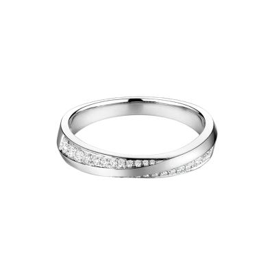 六福珠寶18K金戒指 - "線條美"18K金鑽石戒指