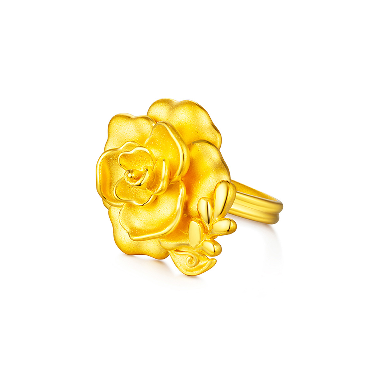 六福珠寶黃金戒指 - “玫瑰囍禮”999足金戒指