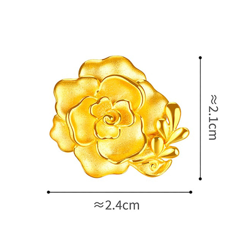 六福珠寶黃金戒指 - “玫瑰囍禮”999足金戒指