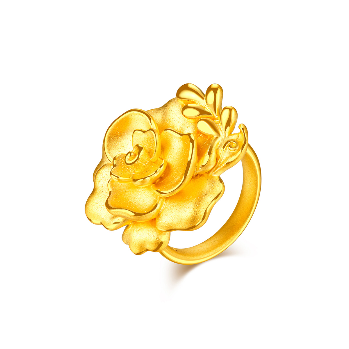 六福珠寶黃金戒指 - “玫瑰囍禮”999足金戒指