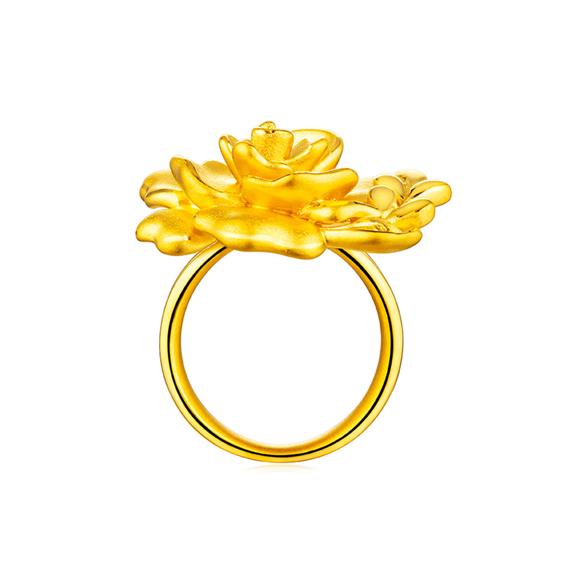 六福珠寶黃金戒指 - “玫瑰囍禮”999足金戒指