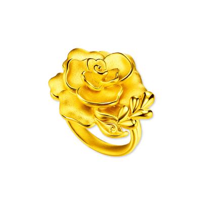 六福珠寶黃金戒指 - “玫瑰囍禮”999足金戒指