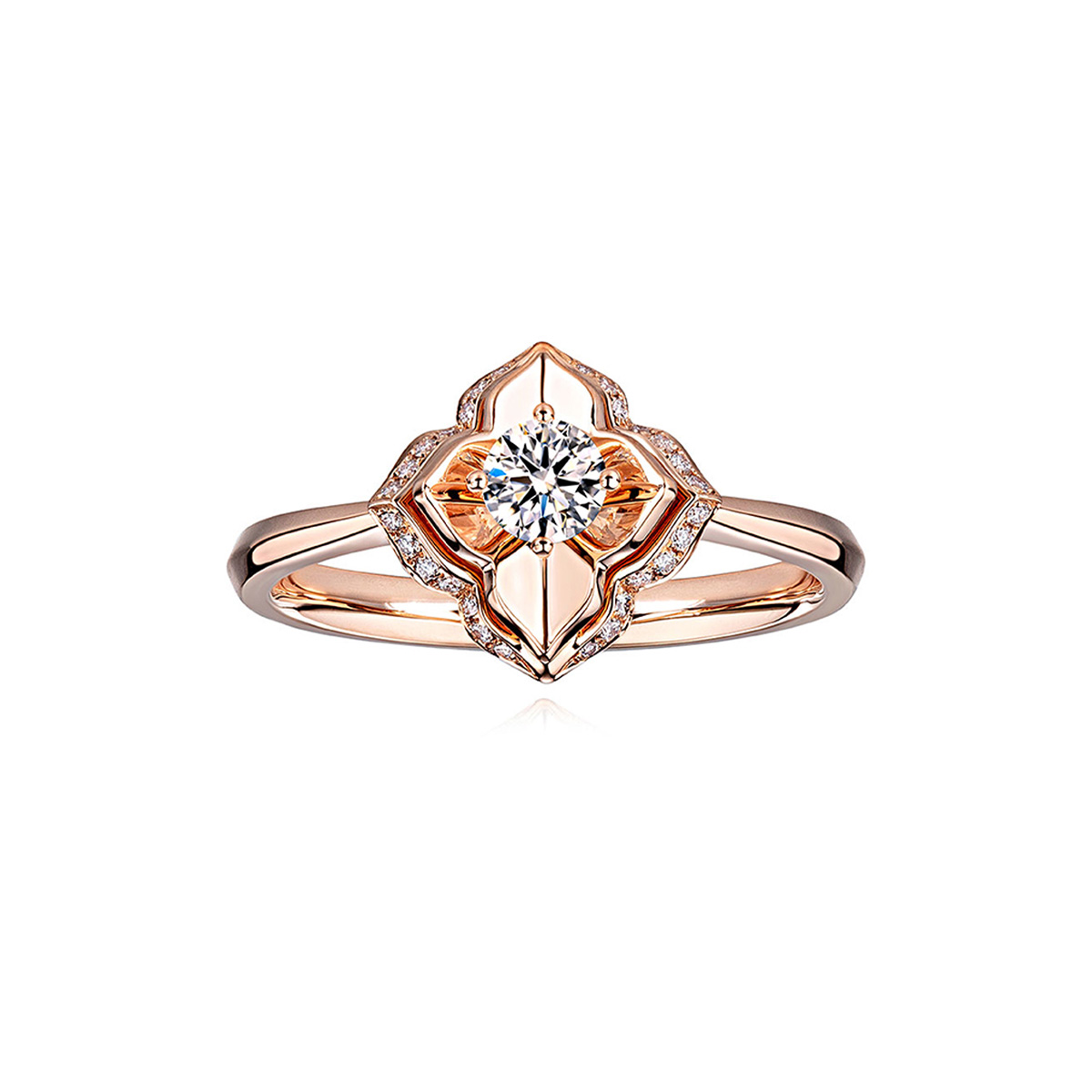 $t('六福珠寶')18K金戒指 - "燦爛花顏"18K玫瑰金鑽石戒指