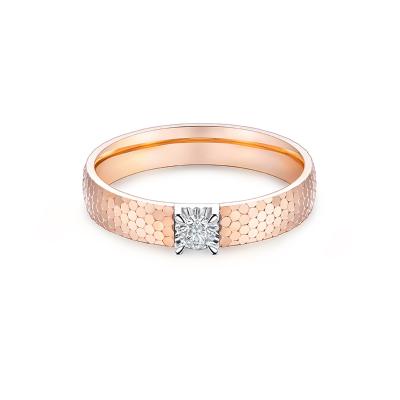 六福珠寶18K金戒指 - "閃光點"18K金鑽石戒指(CNC切割技術)–多色選擇