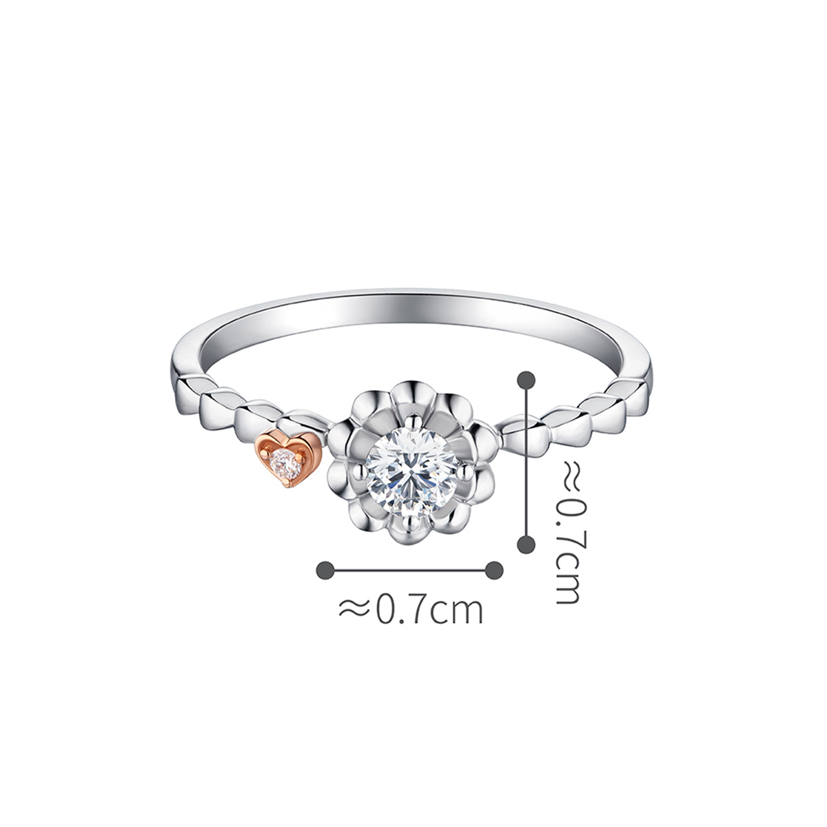 六福珠寶18K金戒指 - "花心鑽"18K金鑽石戒指-多色選擇