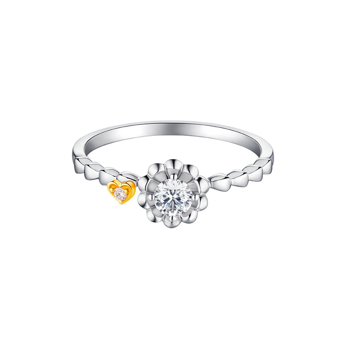 六福珠寶18K金戒指 - "花心鑽"18K金鑽石戒指-多色選擇