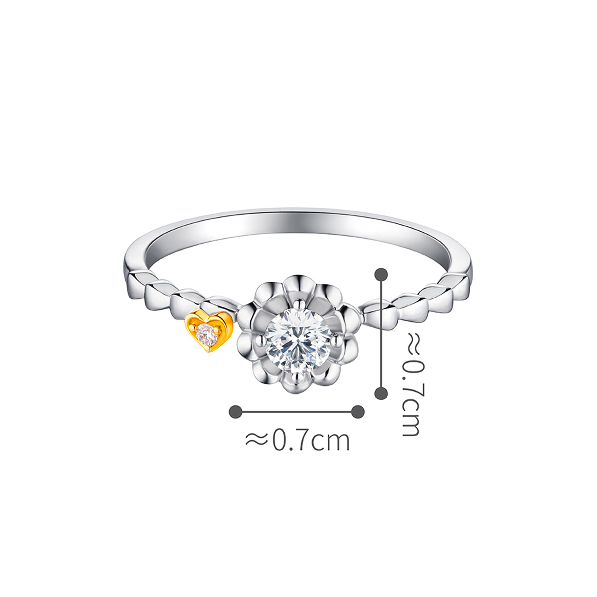 六福珠寶18K金戒指 - "花心鑽"18K金鑽石戒指-多色選擇