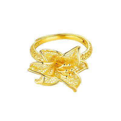 六福珠寶黃金戒指 - "囍遇花開"999.9黃金戒指