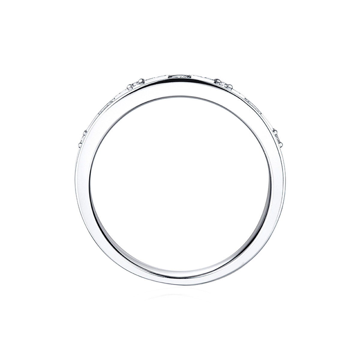 六福珠寶18K金戒指 - "鑽圈"18K金(白色)幾何雕刻鑽石戒指