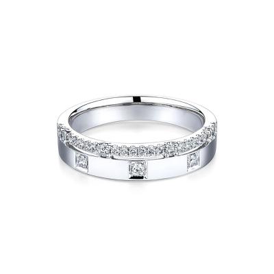 六福珠寶undefined - "鑽圈"18K金(白色)幾何雕刻鑽石戒指