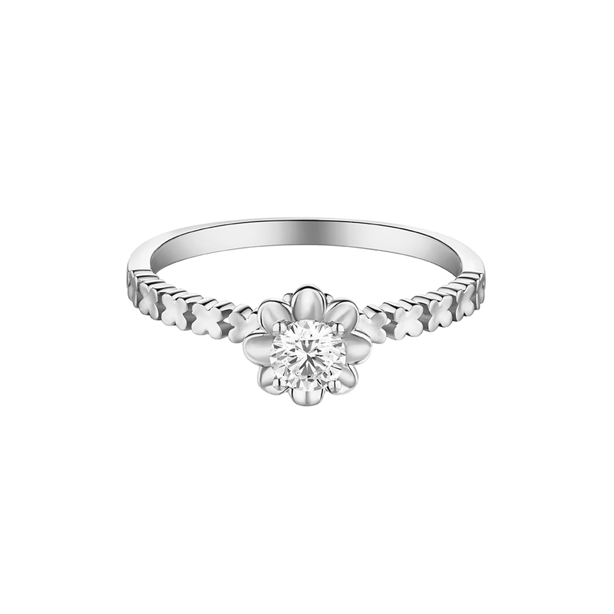 六福珠寶18K金戒指 - "花開"18K金鑽石戒指-多色選擇