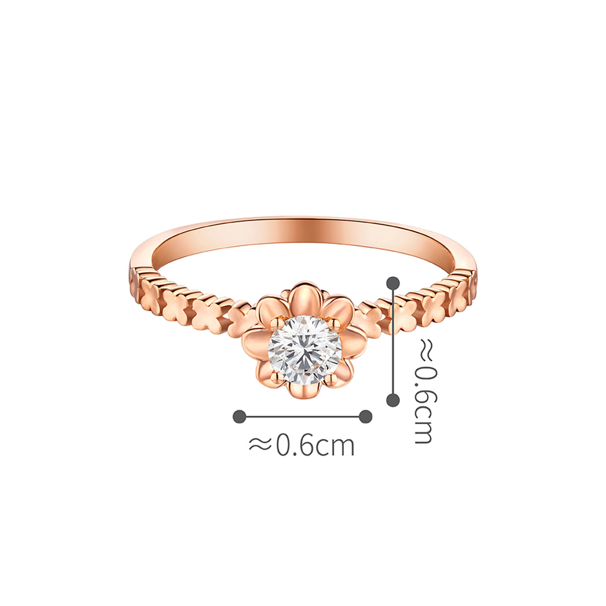 六福珠寶18K金戒指 - "花開"18K金鑽石戒指-多色選擇