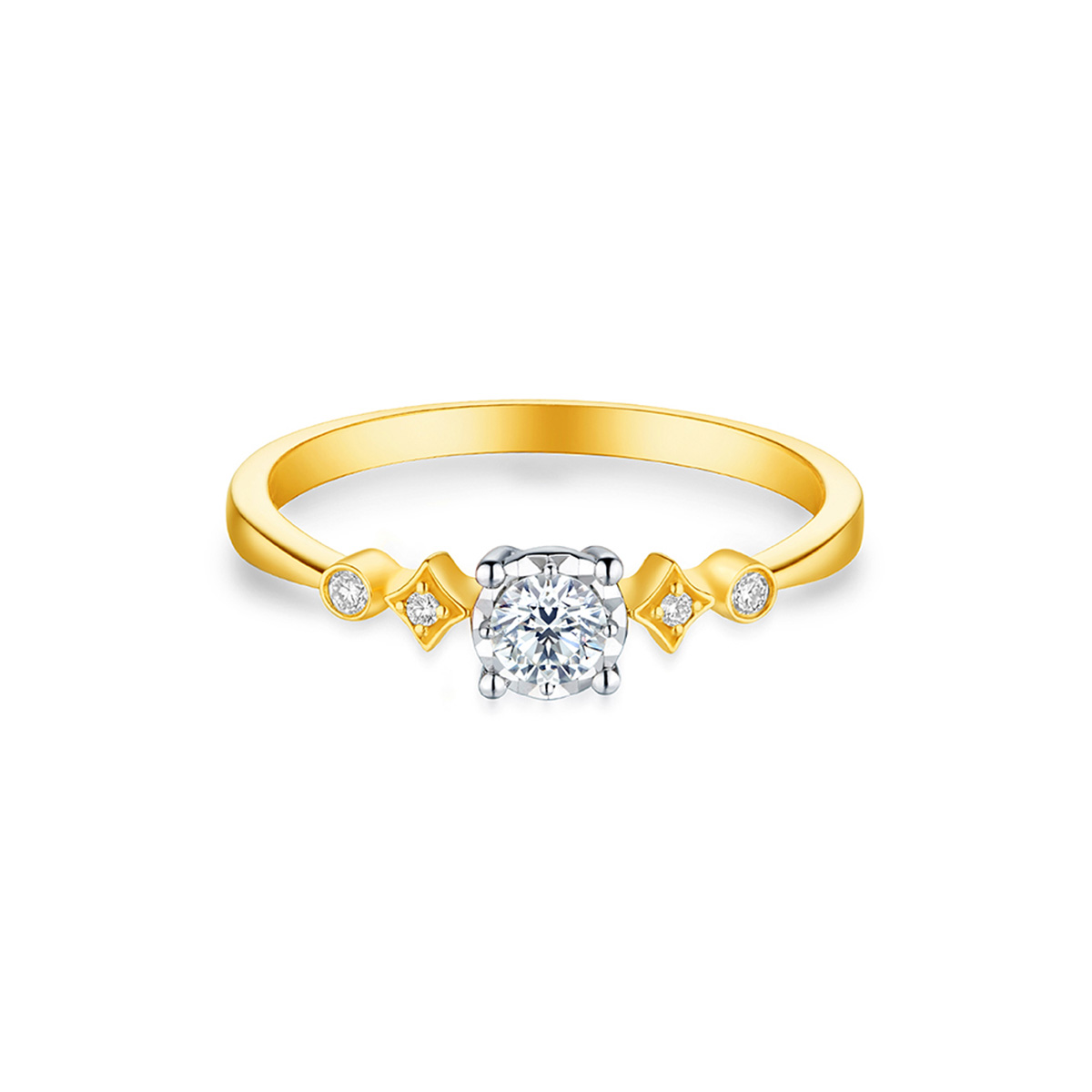 六福珠寶18K金戒指 - "閃鑽"18K金鑽石戒指-多色選擇