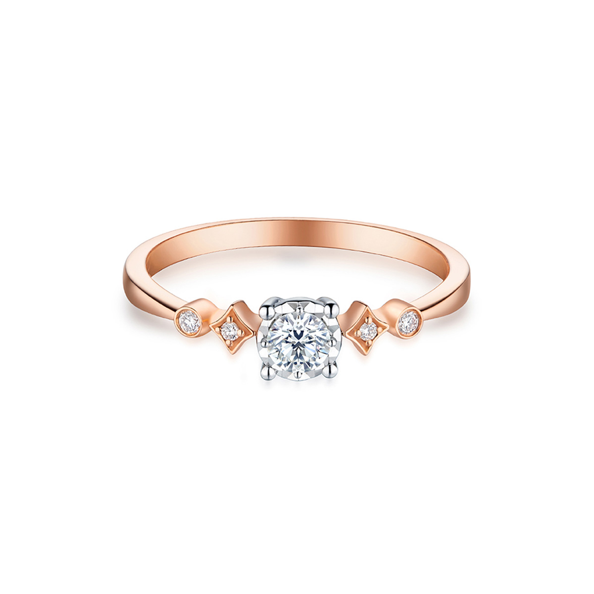 六福珠寶18K金戒指 - "閃鑽"18K金鑽石戒指-多色選擇