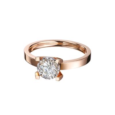 六福珠寶18K金戒指 - “Hexicon”18K金(分色)鑽石戒指(放閃車花工藝)