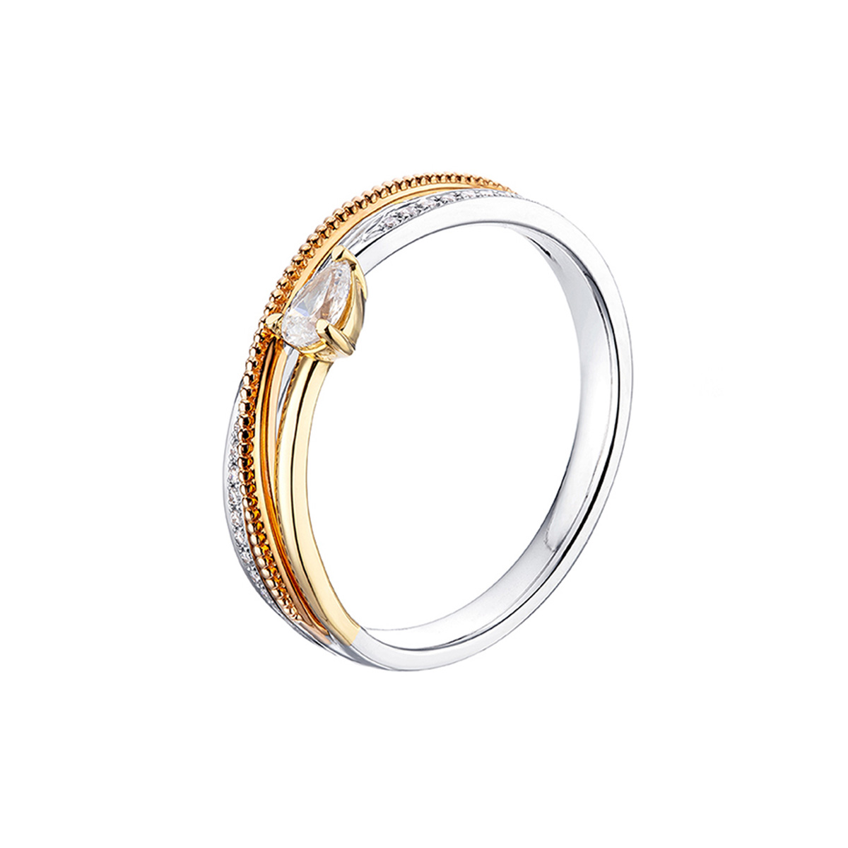 六福珠寶18K金戒指 - "典雅蝴蝶結"18K金鑽石戒指–多色選擇