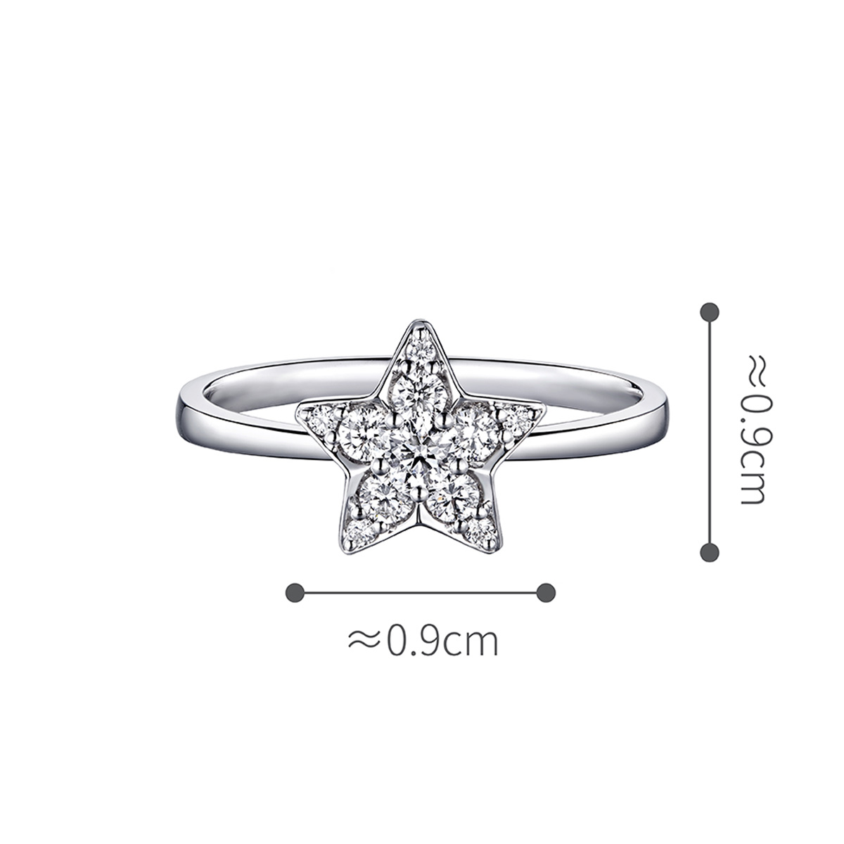 六福珠寶18K金戒指 - "夏夜星辰"18K金(白色)鑽石戒指