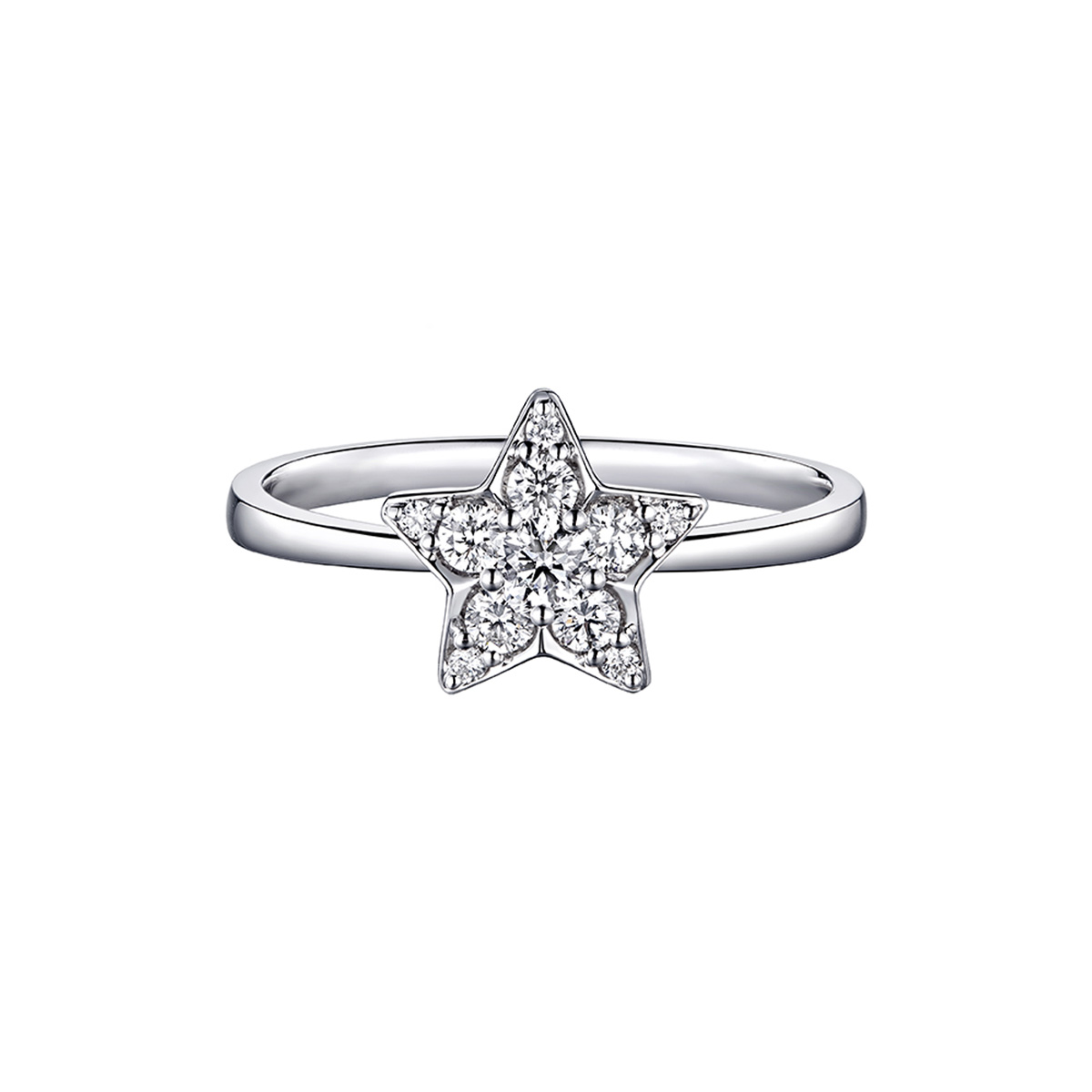 六福珠寶18K金戒指 - "夏夜星辰"18K金(白色)鑽石戒指