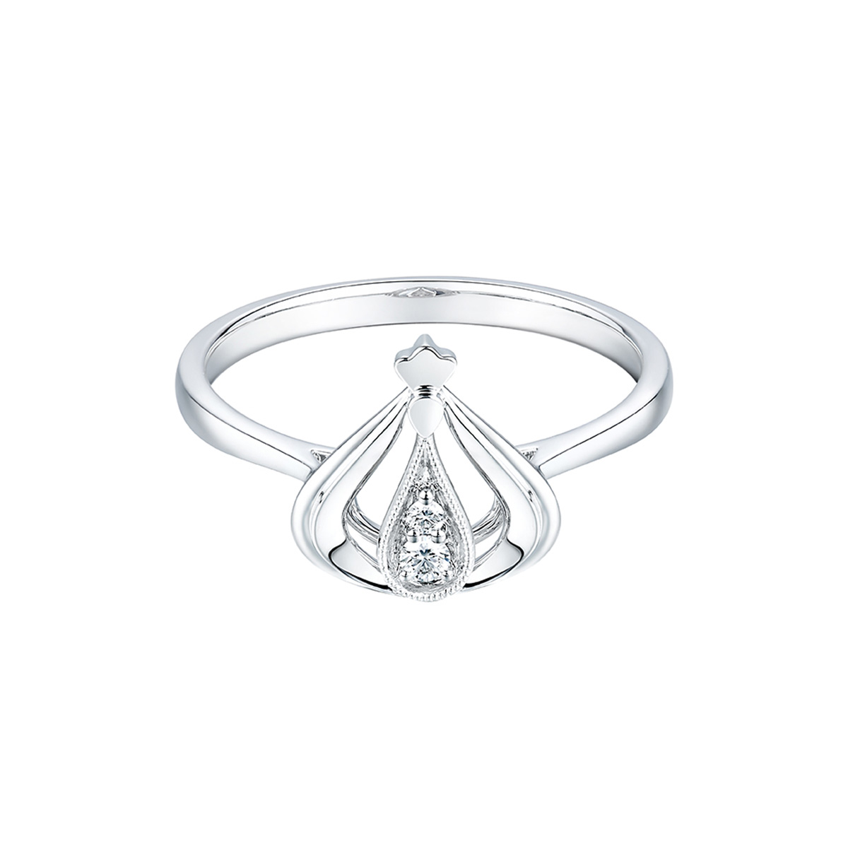 六福珠寶18K金戒指 - "「悅己愛己」香港小姐"18K金(白色)鑽石戒指