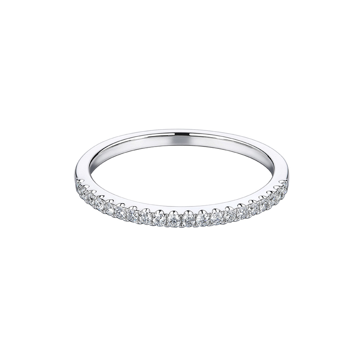 六福珠寶18K金戒指 - “時尚美”18K金(白色)鑽石戒指