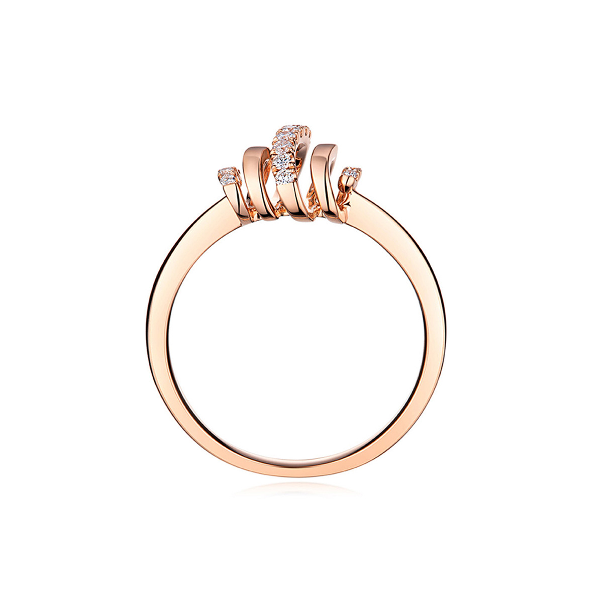 六福珠寶18K金戒指 - "旋鑽"18K玫瑰金鑽石戒指(女裝)