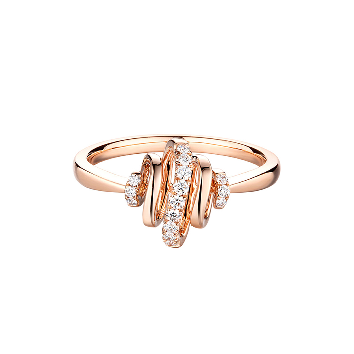 六福珠寶18K金戒指 - "旋鑽"18K玫瑰金鑽石戒指(女裝)