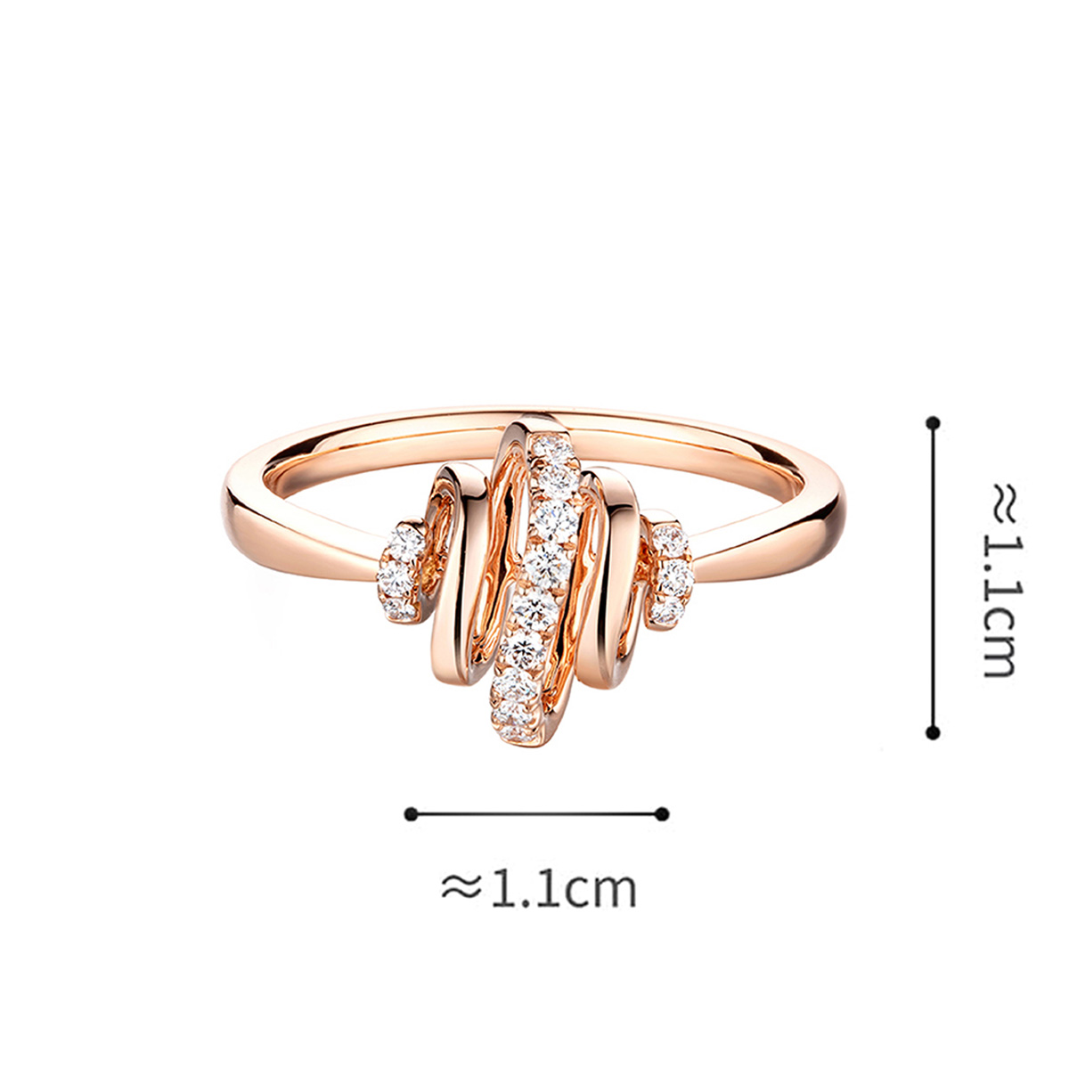 六福珠寶18K金戒指 - "旋鑽"18K玫瑰金鑽石戒指(女裝)