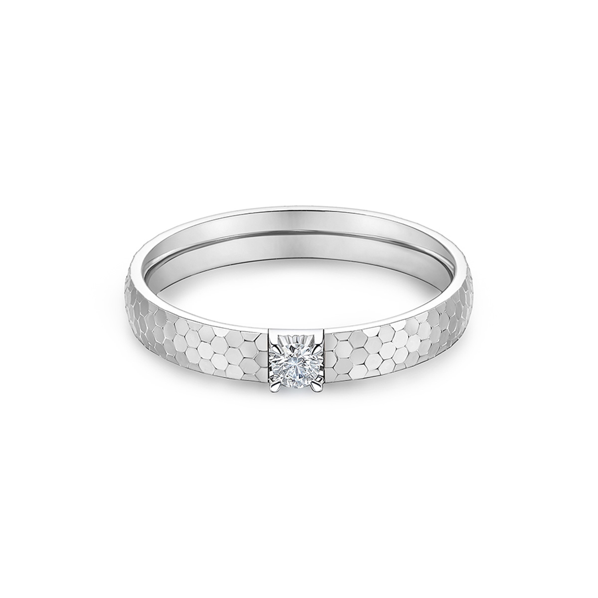 $t('六福珠寶')18K金戒指 - "閃光點"18K金鑽石戒指(CNC切割技術)–多色選擇