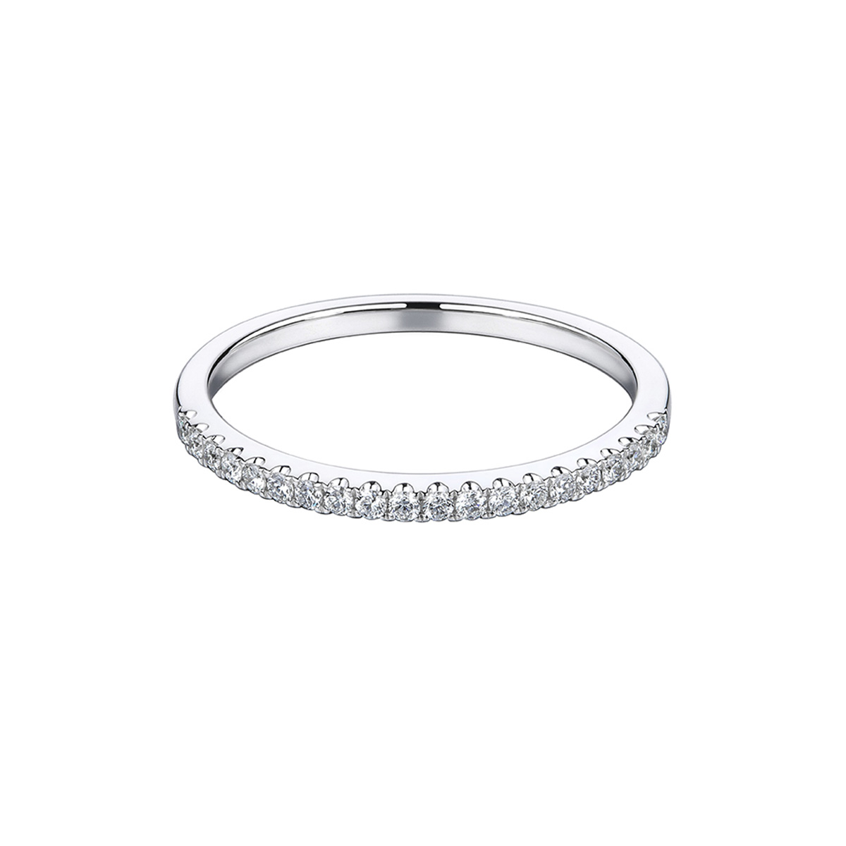 六福珠寶18K金戒指 - “時尚美”18K金(白色)鑽石戒指