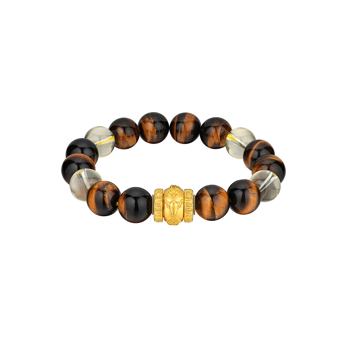 六福珠寶黃金手鏈 - "合樂生福-牛、蛇、雞"999足金生肖水晶手鏈