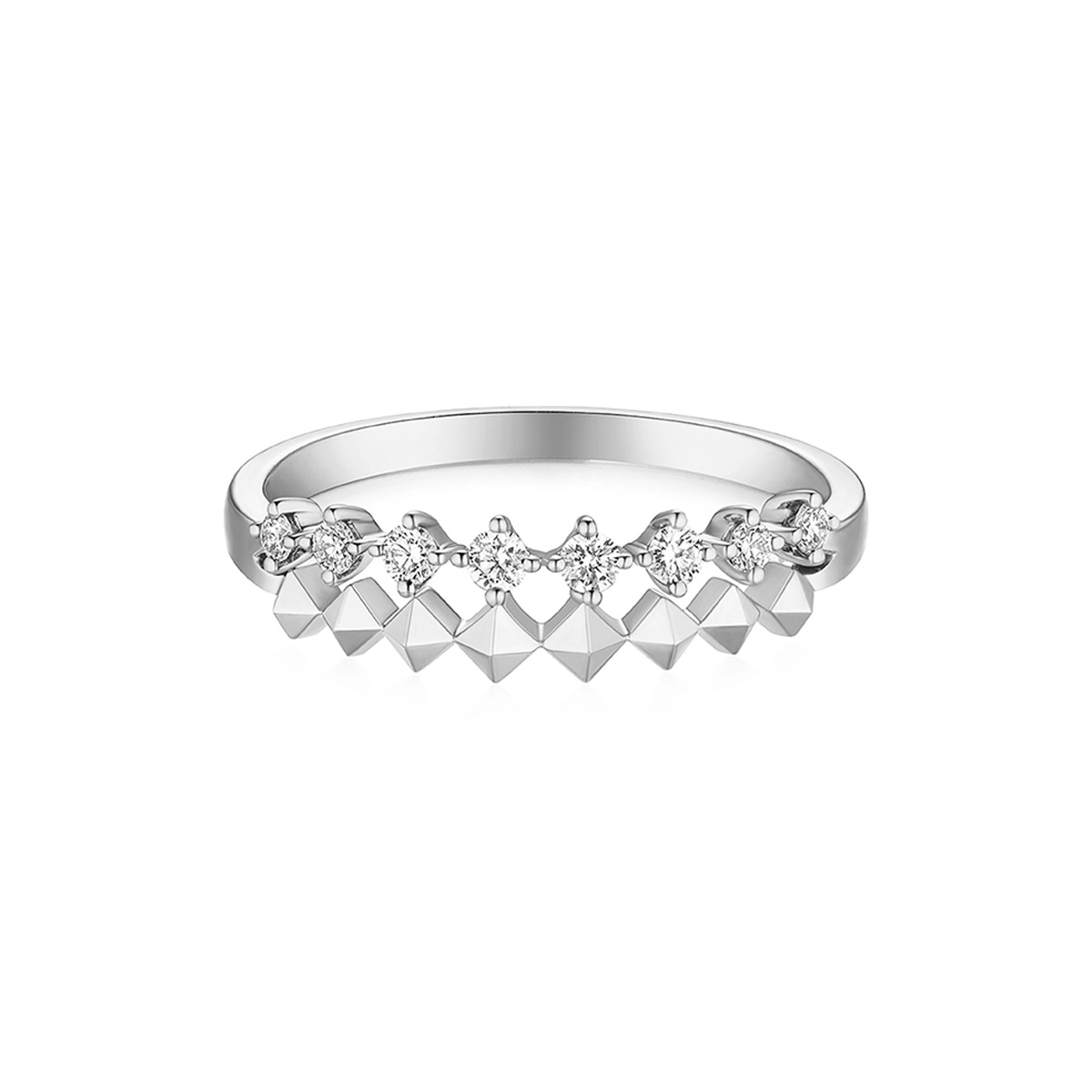 六福珠寶18K金戒指 - "立體方塊圖案"18K金鑽石戒指-多色選擇