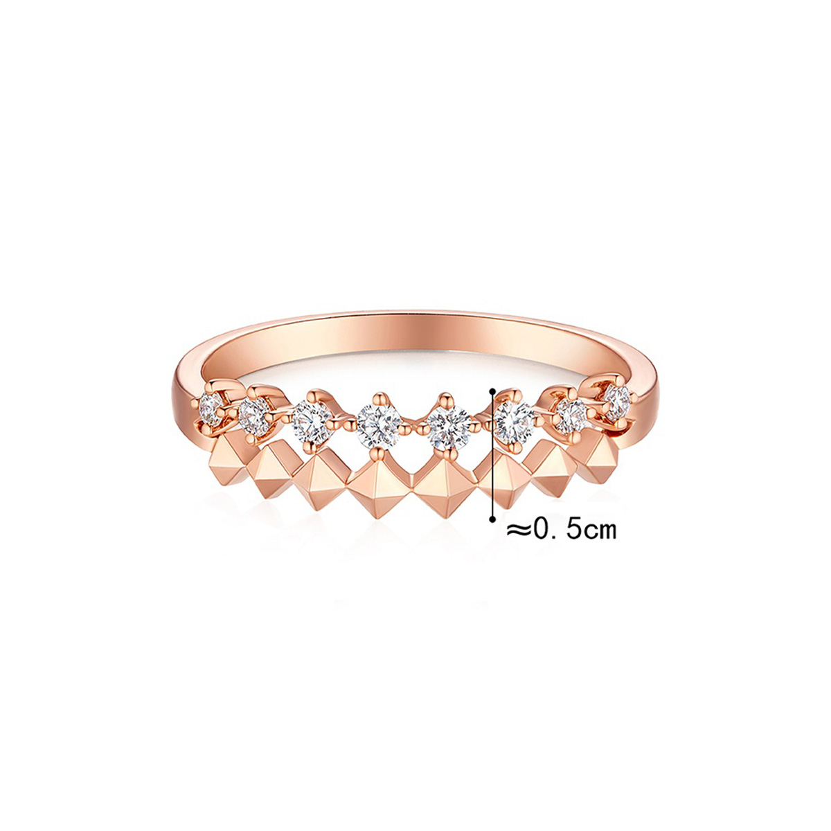 六福珠寶18K金戒指 - "立體方塊圖案"18K金鑽石戒指-多色選擇