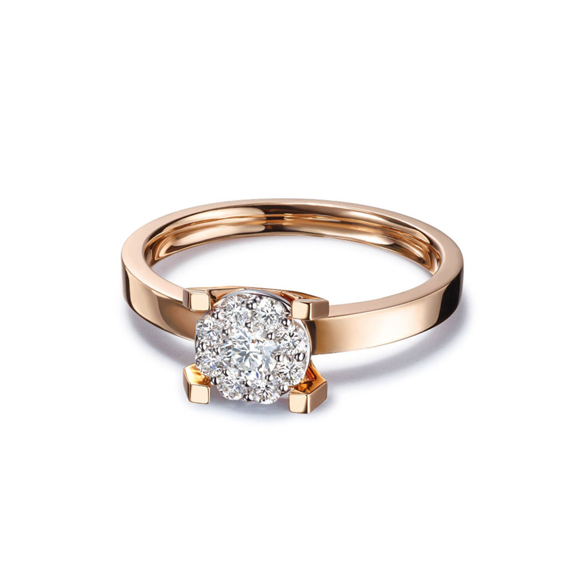 六福珠寶18K金戒指 - “Hexicon”18K金(分色)鑽石戒指(圍鑲工藝)