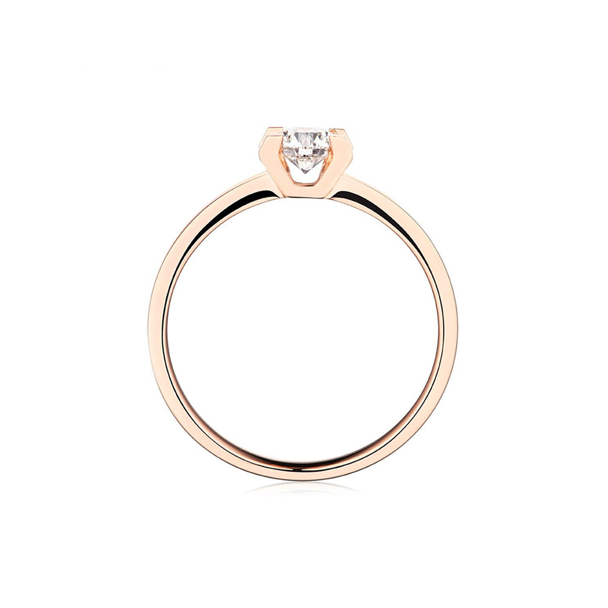 六福珠寶18K金戒指 - “Hexicon”18K玫瑰金鑽石戒指(基礎工藝)