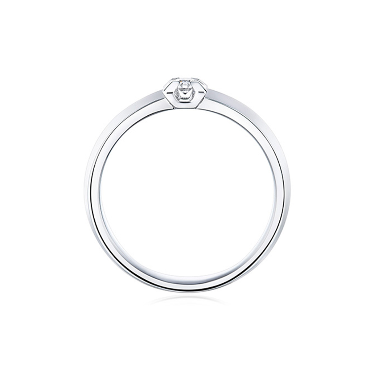 六福珠寶18K金戒指 - “Hexicon”18K金(白色)劍脊戒臂鑽石戒指