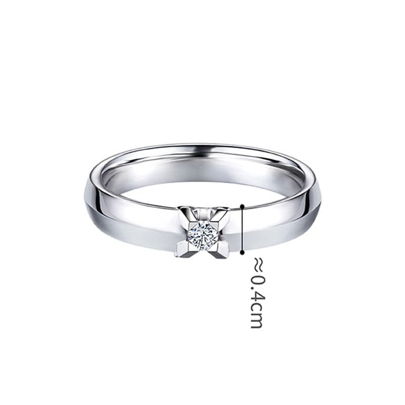 六福珠寶18K金戒指 - “Hexicon”18K金(白色)劍脊戒臂鑽石戒指