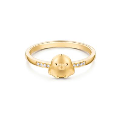 六福珠寶18K金戒指 - "小黃雞頭像"18K金(黃色)鑽石戒指