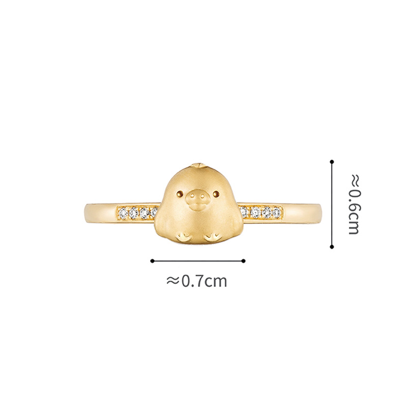 六福珠寶18K金戒指 - "小黃雞頭像"18K金(黃色)鑽石戒指