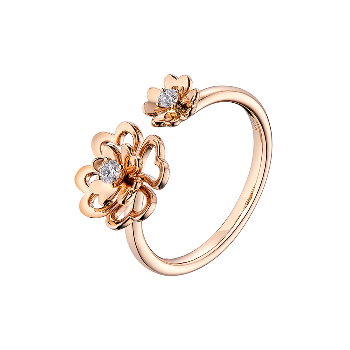 六福珠寶18K金戒指 - "俏麗牡丹"18K玫瑰金鑽石戒指
