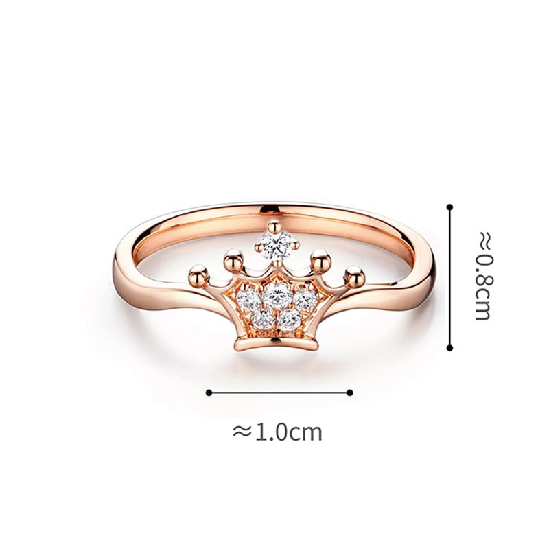 六福珠寶18K金戒指 - 皇冠造型18K玫瑰金鑽石戒指