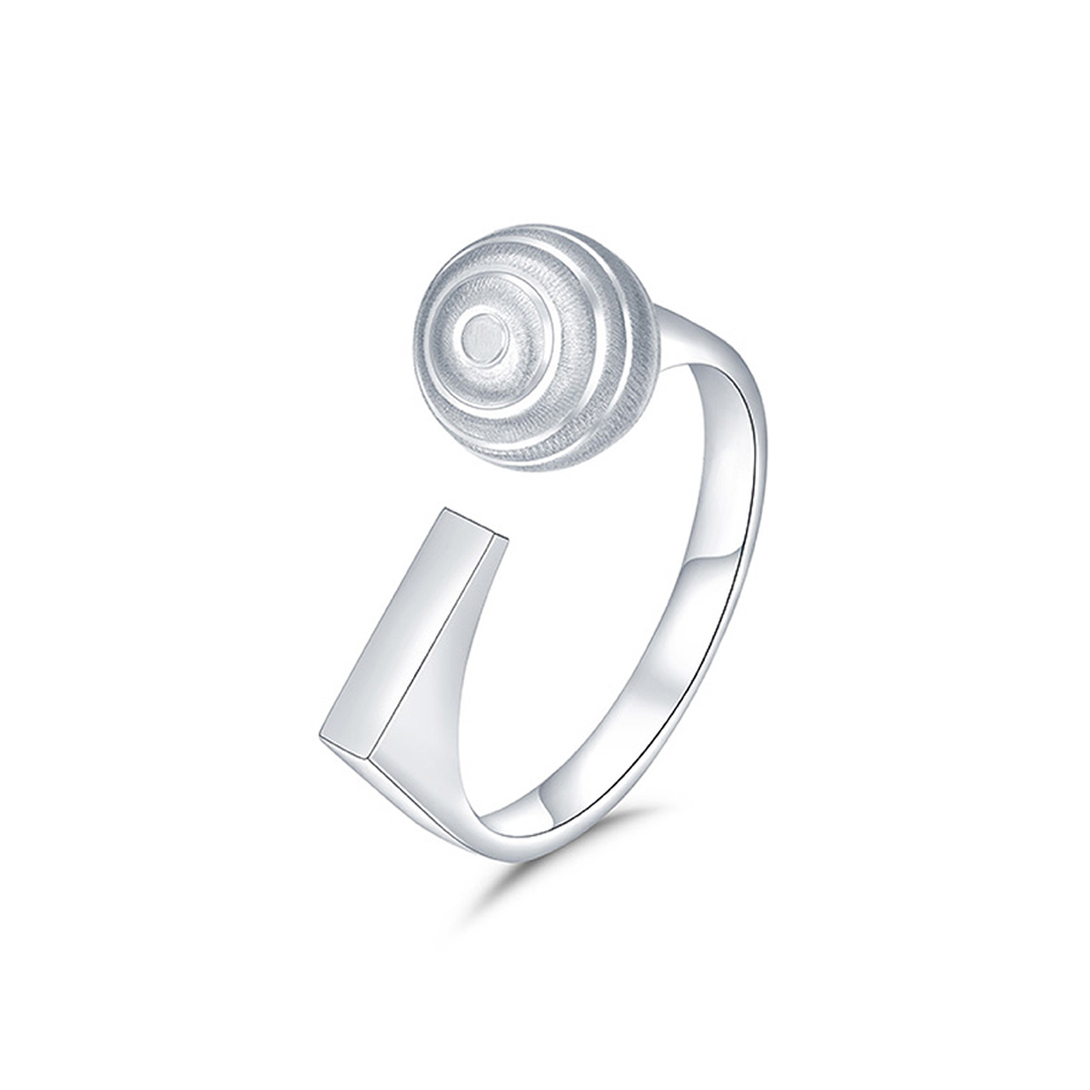 六福珠寶鉑金戒指 - "拉絲螺紋珠"950鉑金戒指