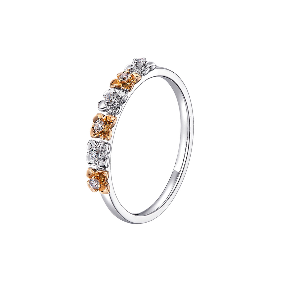 六福珠寶18K金戒指 - "綻放"18K金鑽石戒指-多色選擇